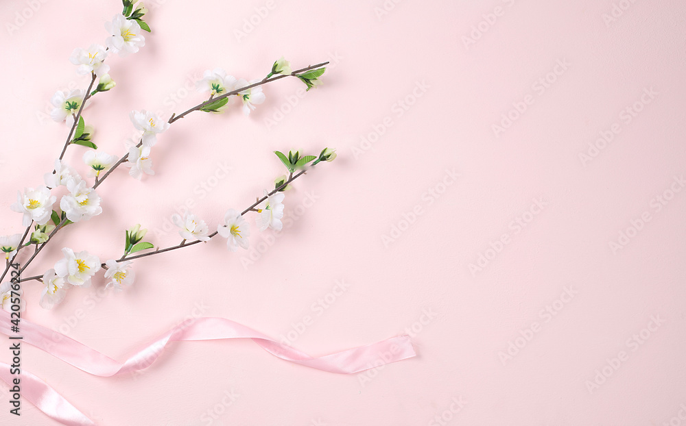 Abstract spring card, delicate pink background with blossoming branch with place for text, holiday concept with flowers, banner for screen, greeting card for mother's day, happy birthday, wedding, Abstract spring card, delicate pink background with blossoming branch with place for text, holiday concept with flowers, banner for screen, greeting card for mother's day, happy birthday, wedding,