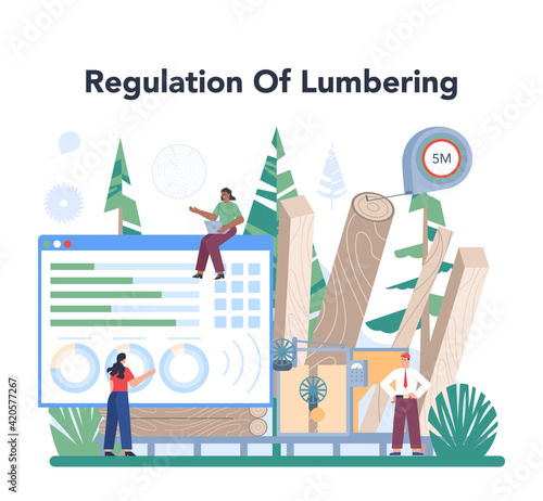 Wood industry concept. Frame saw operator as a forestry production