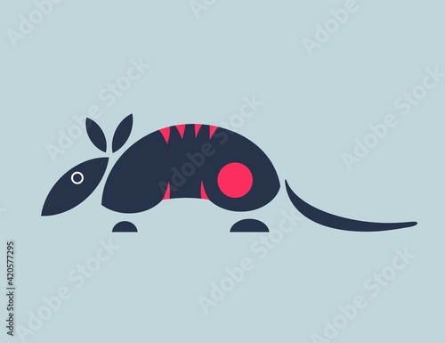 Armadillo in minimalistic geometric shapes. Flat vector illustration.