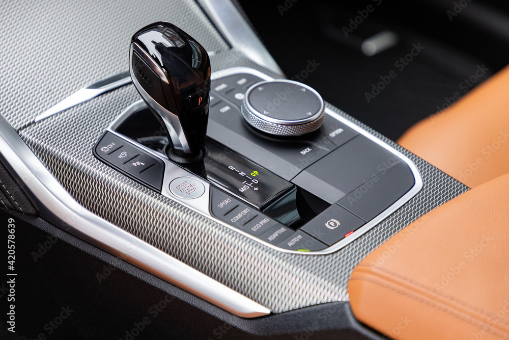 Gear shift in new luxurious car Gear shift in new luxurious car