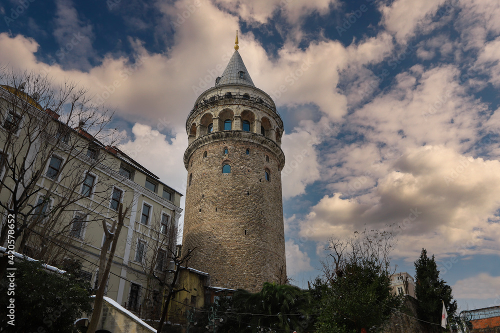 (Istanbul - Turkey 16.February.2021) It is one of the symbolic buildings in Beyoğlu district of Istanbul. It was built by the Byzantine emperor Justinianos AD 507-508.