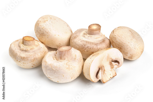 Champignons, close-up, isolated on white background. High resolution image
