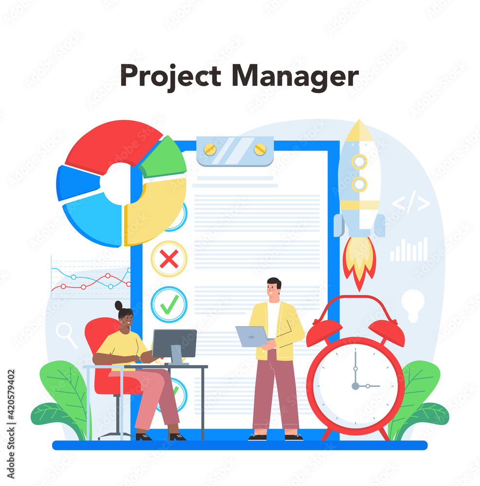 Project management concept. Successful strategy planning, motivation