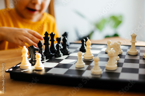Moments of intensive thinking and anticipation while chess game