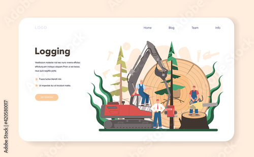Wood industry and paper production web banner or landing page.