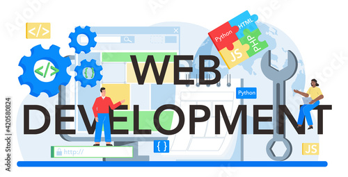 Web development typographic header. Website optimization and web page