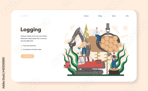 Wood industry and paper production web banner or landing page