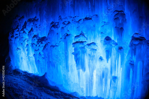 Fototapeta Naklejka Na Ścianę i Meble -  Colorful icicles on ice castles in the winter