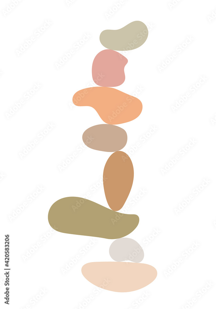 Zen stones simple abstract vector illustration in flat style, relax, meditation and yoga concept, boho colors stone pyramid for making banners, posters, cards, prints, wall art Zen stones simple abstract vector illustration in flat style, relax, meditation and yoga concept, boho colors stone pyramid for making banners, posters, cards, prints, wall art