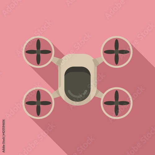 Delivery drone icon, flat style
