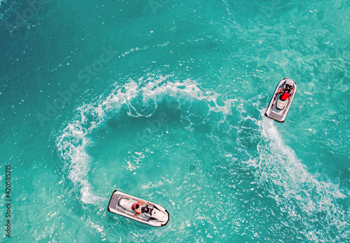 Jet Ski Tropical Ocean. Aerial view panorama © Emoji Smileys People