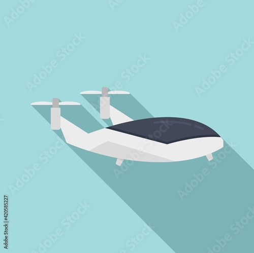 Flying unmanned taxi icon, flat style