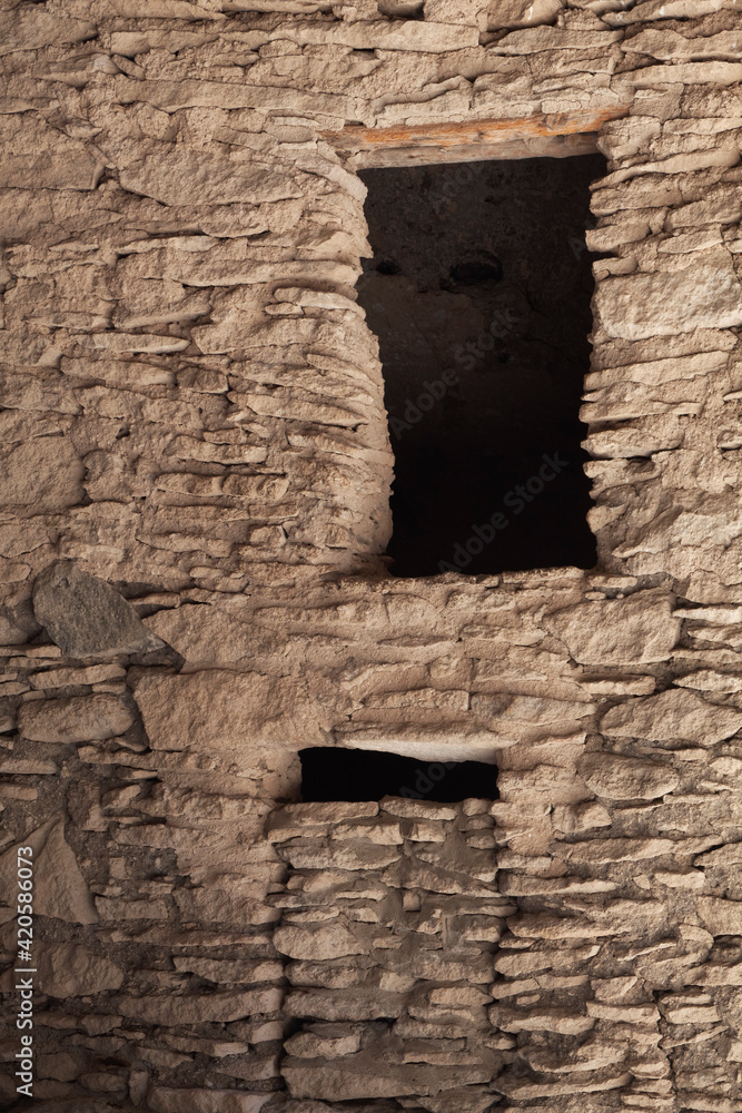 USA, New Mexico. Window in ancient cliff dwelling.