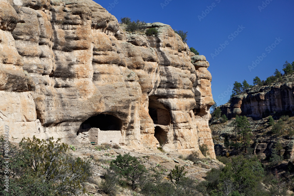 USA, New Mexico. Ancient cliff dwellings.