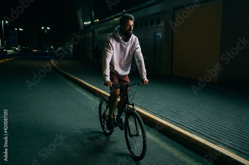 Night ride on bicycle photo