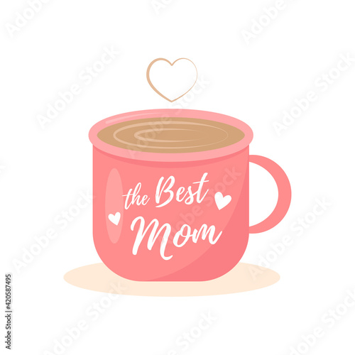 The Best Mom with cup illustration