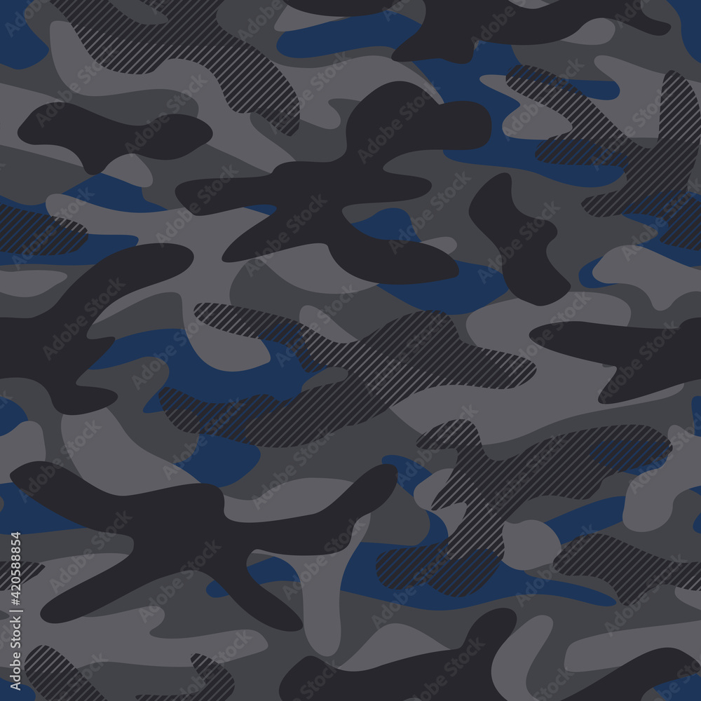 construir Isaac Planificado Grey Black and Blue Urban Camouflage Vector Seamless pattern illustration.  Camo Print with stripes effect for fashion textile design. vector de Stock  | Adobe Stock
