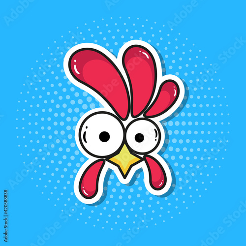 funny cock in pop art style