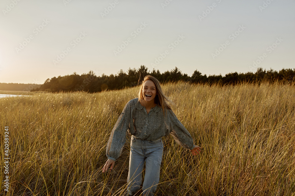 Woman Walking in Field Woman Walking in Field