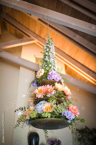 elegant restaurant table decoration with beautiful flowers © Svetlana Batura