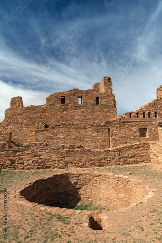 Abo Ruins showing the Kiva at Salinas Pueblo Missions National Monument, New Mexico.
