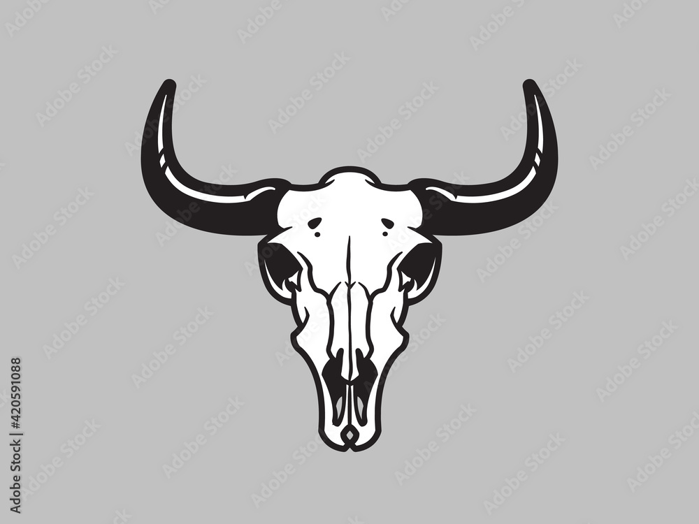 Bison ( buffalo ) skull vector illustration Stock Vector | Adobe Stock