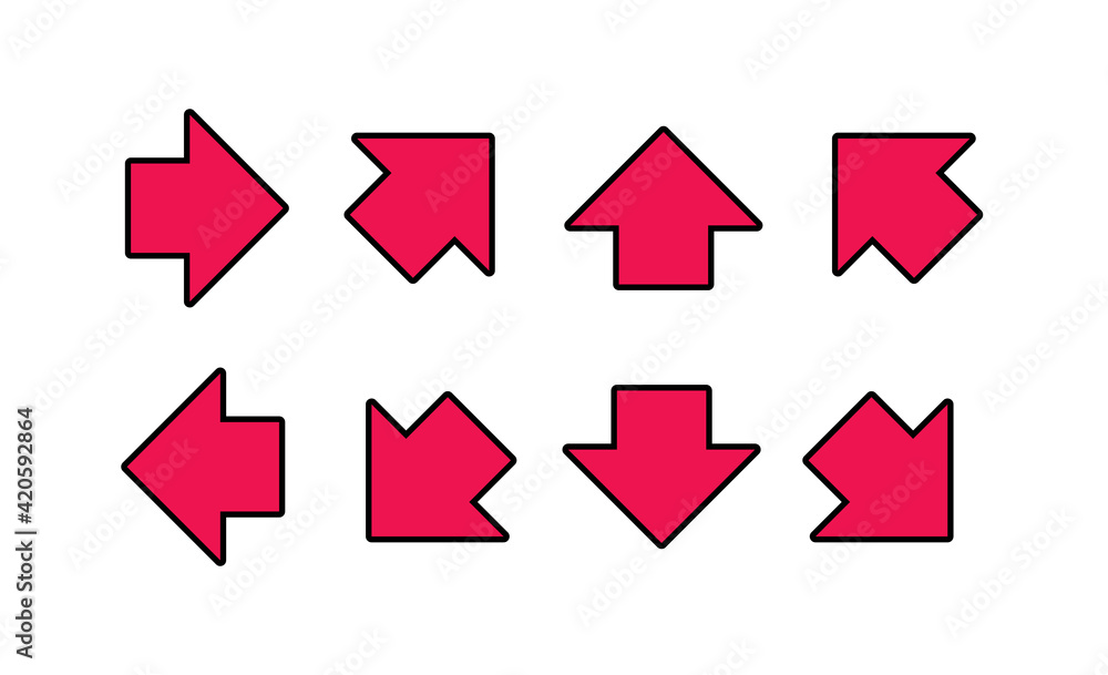 Set of arrows sign, red arrow symbol collection, vector illustration Set of arrows sign, red arrow symbol collection, vector illustration