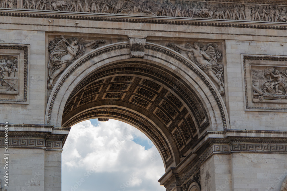 Beautiful engravings on majestic triumphal arch from Paris