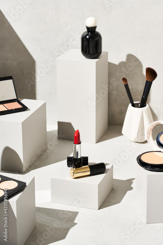 Set of various makeup supplies