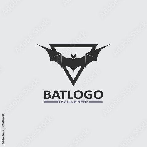 Bat logo animal and vector, wings, black, halloween, vampire, gothic, illustration, design bat icon © anggasaputro08