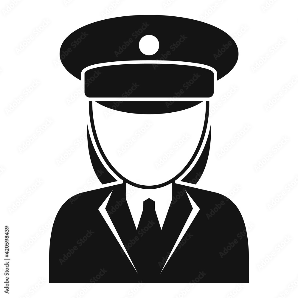 Woman electric train driver icon, simple style Woman electric train driver icon, simple style
