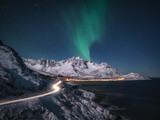 Bright winter night in arctic Norway