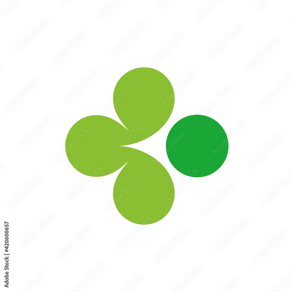 Abstract clover leaf logo design, green shamrock vector icon Abstract clover leaf logo design, green shamrock vector icon