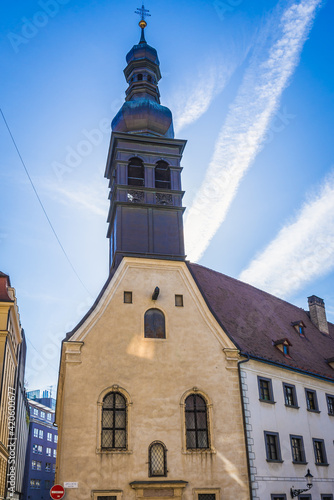 Photography Exterior of Church of Loreto Virgin Mary in historic part of Bratislava city, Sl