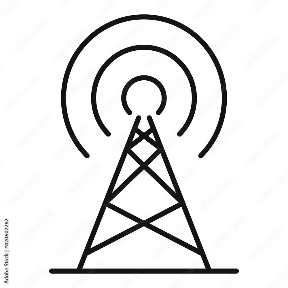 Radio metal tower icon, outline style Radio metal tower icon, outline style