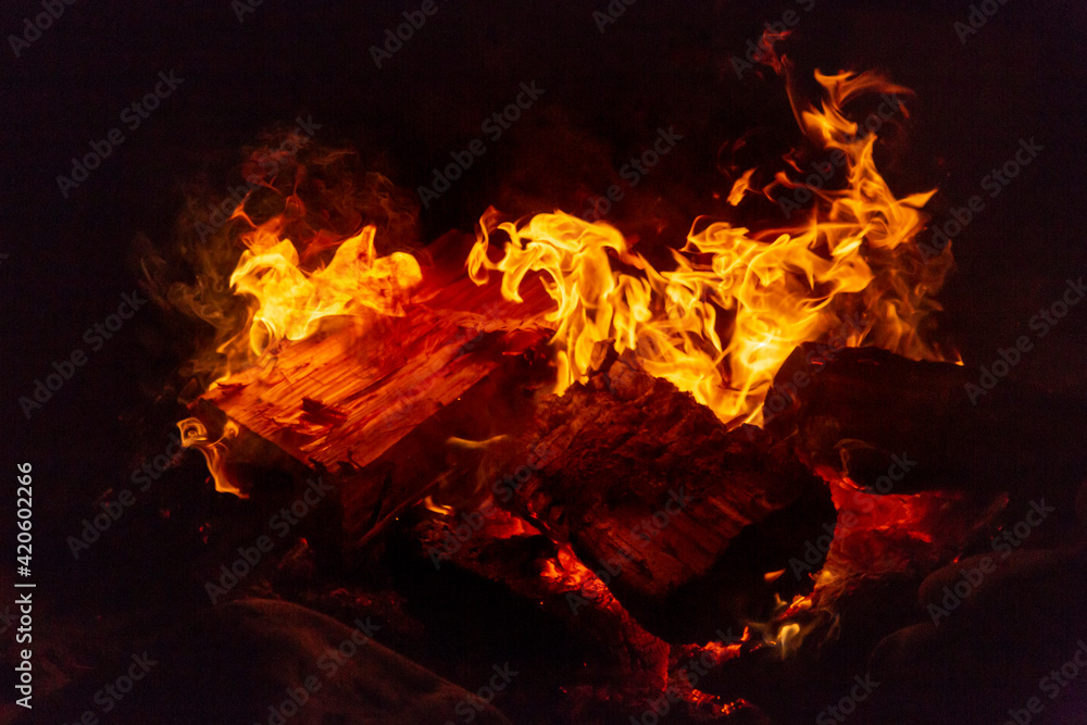 USA, Oregon, Manzanita. Camp fire at night. USA, Oregon, Manzanita. Camp fire at night.