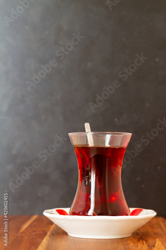 a cup of tea in traditional glass
