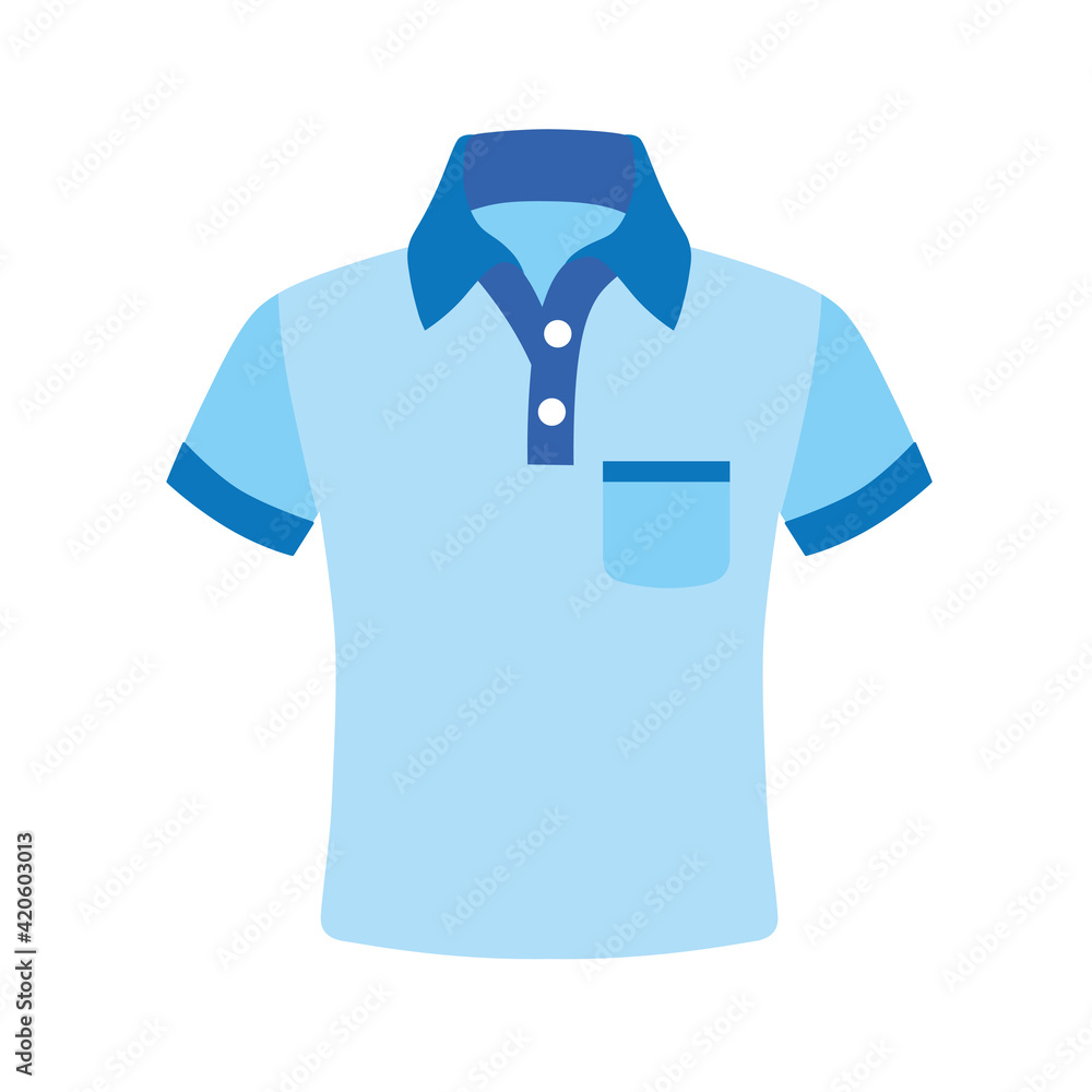Blue polo shirt flat vector isolated Blue polo shirt flat vector isolated