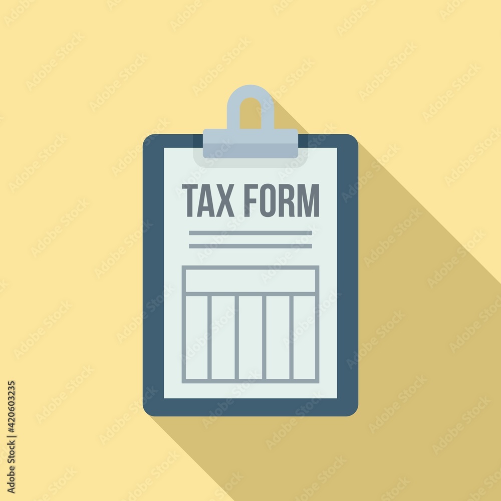 Tax form clipboard icon, flat style Tax form clipboard icon, flat style