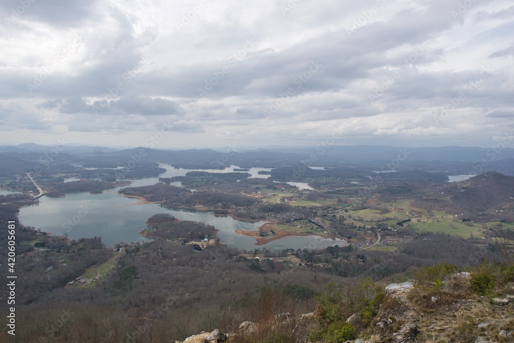 Scenic view of beautiful landscape from the top of Bell mountain in Georgia