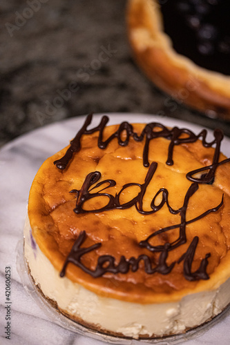 cake with chocolate writing