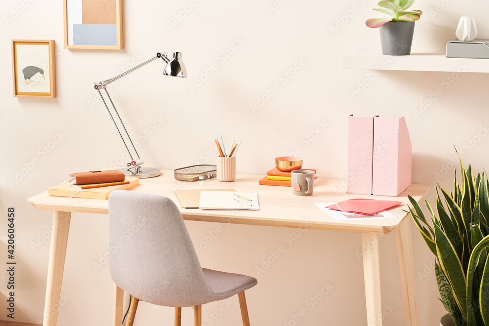 Table with folders and papers Table with folders and papers