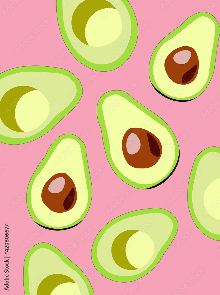 avocado pattern. flat illustration avocado pattern. flat illustration