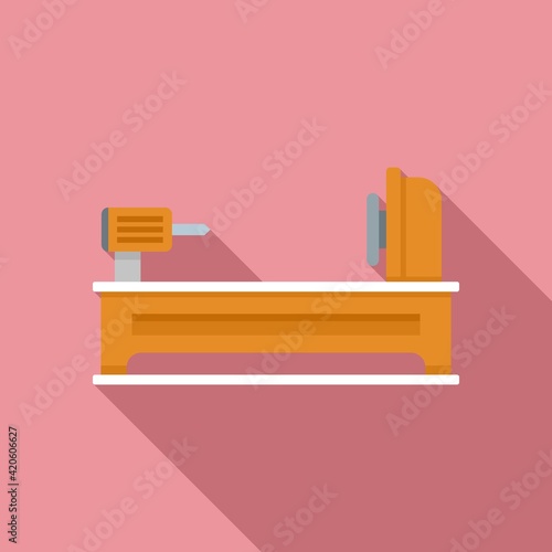 Electric lathe icon, flat style