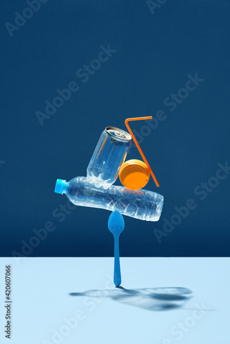 The concept of pollution plastic and polyethylene environment