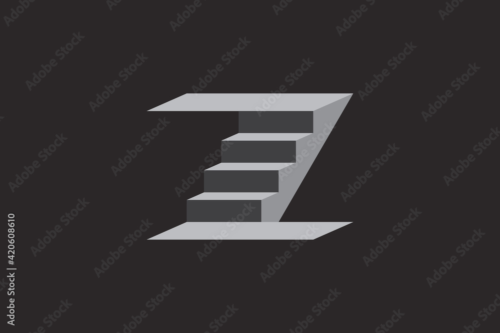 letter z stairs logo design vector