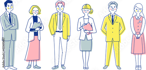 ビジネスパーソン　男女6人全身　セット