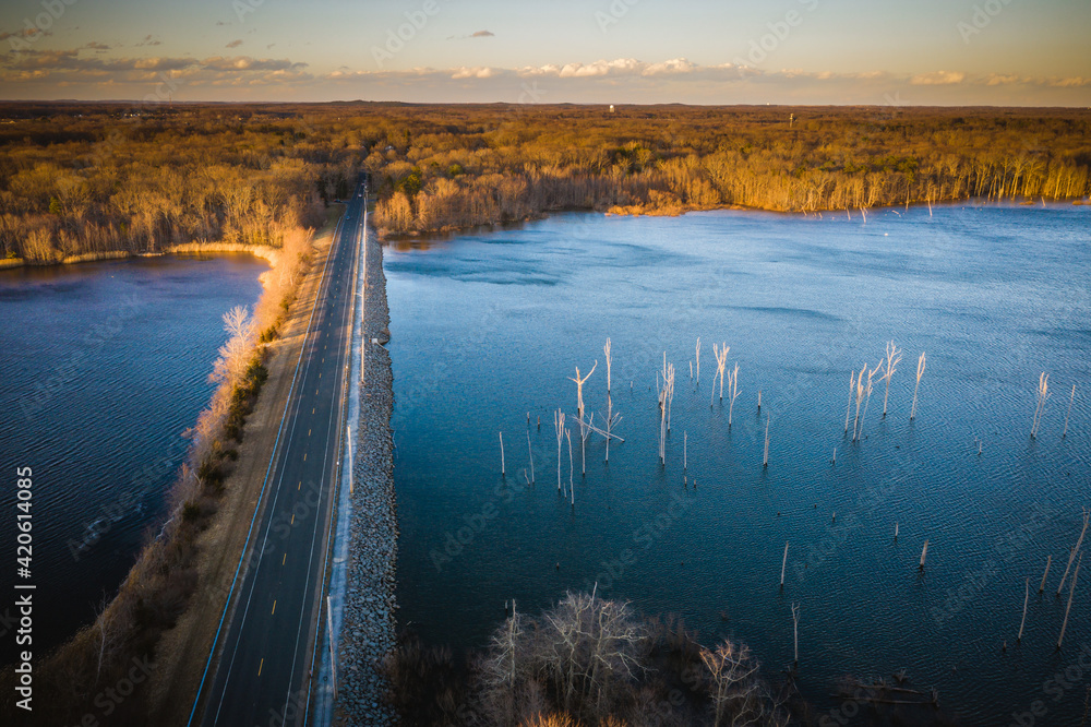 Fototapeta premium Aerial of Manasquan Reservoir 