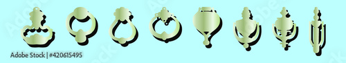 set of door knocker cartoon design template with various models. vector illustration isolated on blue background