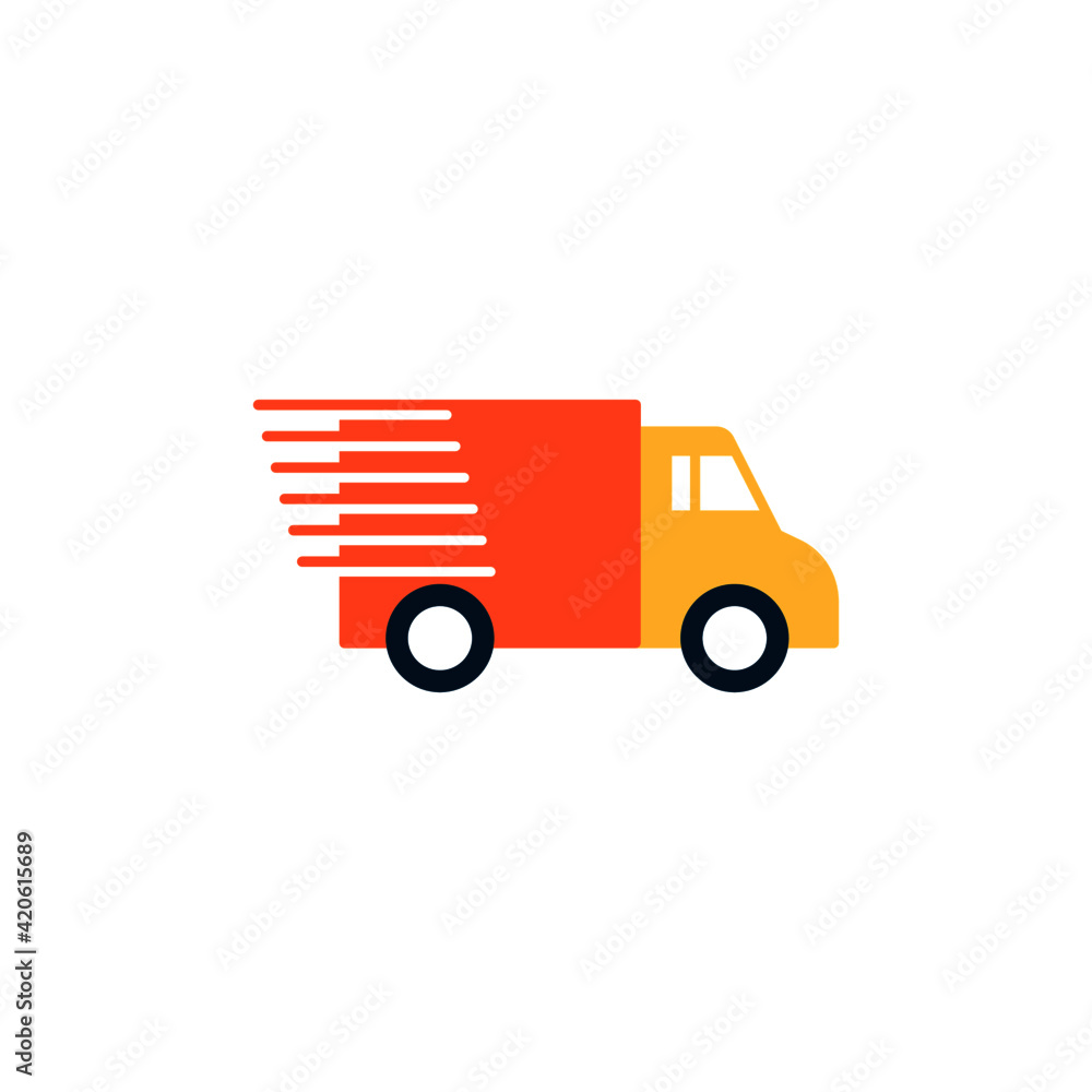 fast Delivery truck icon, fast shipping vehicle icon in color icon, isolated on white background 
